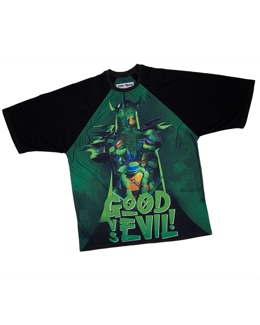 Ninja Turtles Good & Evil Green Oversized Raglan T-shirt