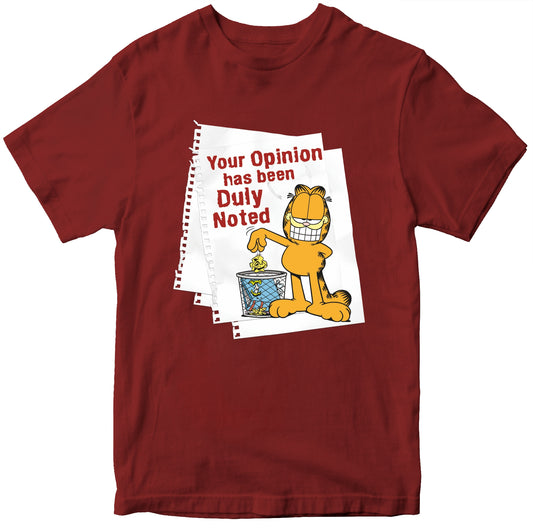 Garfield Opinion Noted 100% Cotton T-shirt
