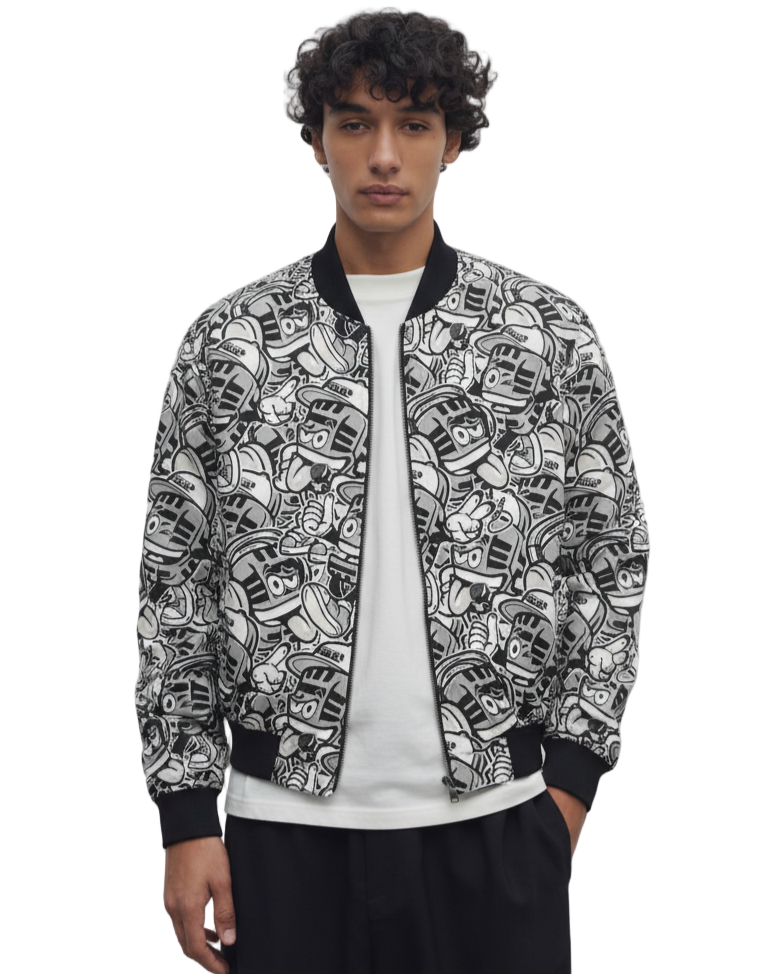 Hustle Mic Rapper Mono Bomber Jacket