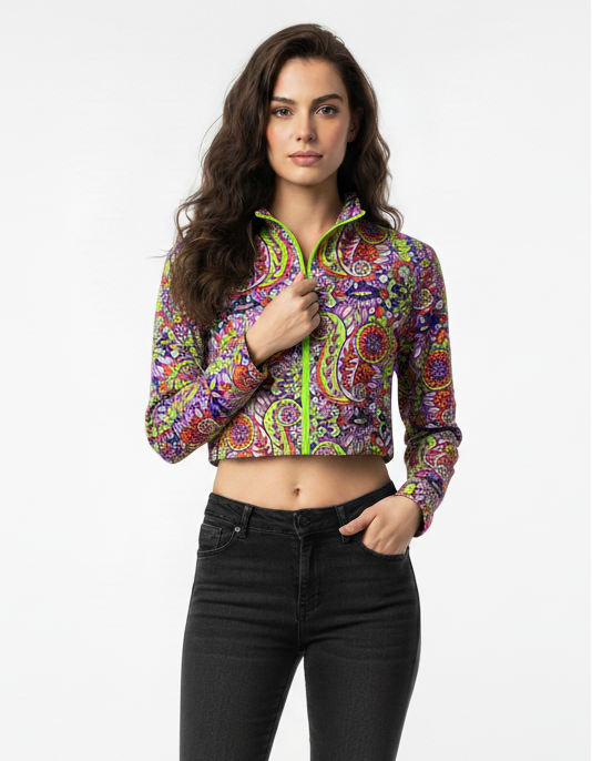 Paisley Athleisure Crop Jacket