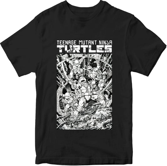 Ninja Turtles Monochrome Art 100% Cotton T-shirt