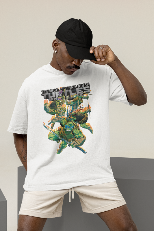 Ninja Turtles Battle ArtOversized 100% Cotton Tshirt