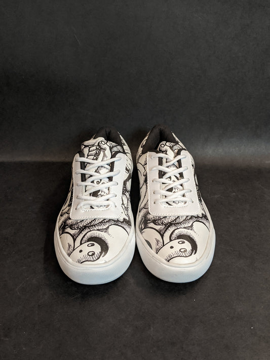 White Anime Printed Shoes