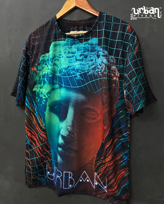 David Cyan Grid Oversized T-shirt