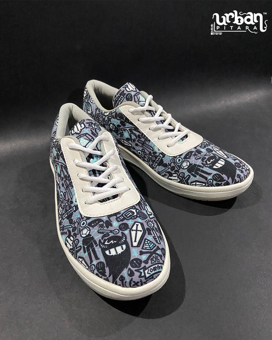 Grey Anime Canvas Sneakers