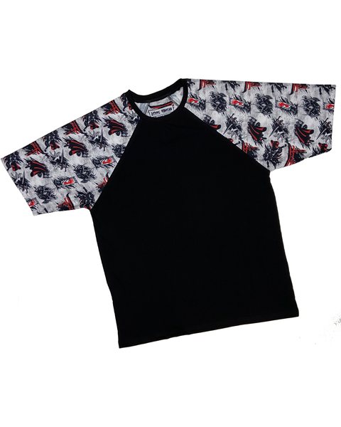 Shredder Pattern Oversized Raglan T-shirt
