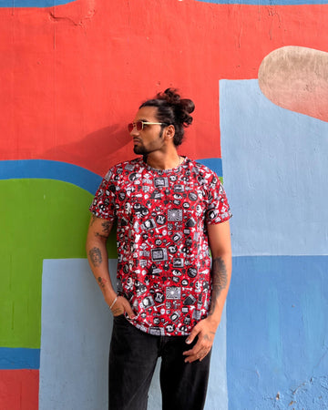 Red Doodle Oversized Tshirt