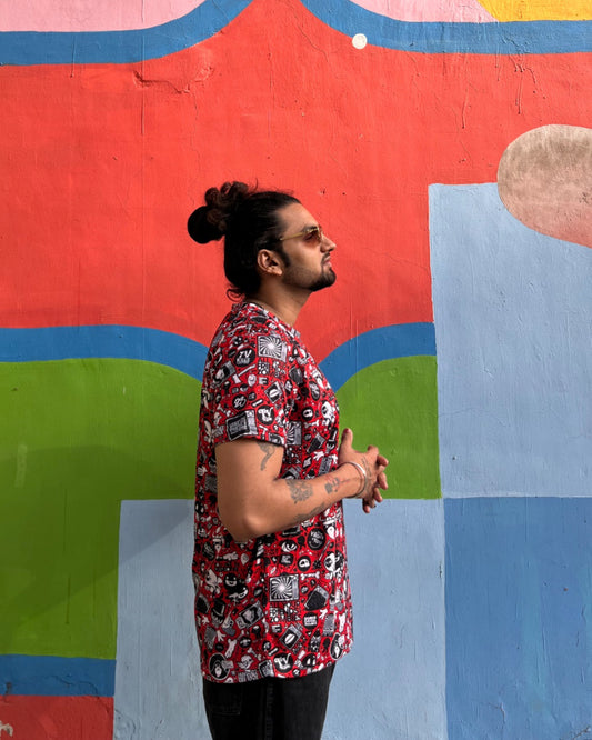 Red Doodle Oversized Tshirt