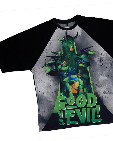 Turtles Good & Evil Black Oversized Raglan T-shirt