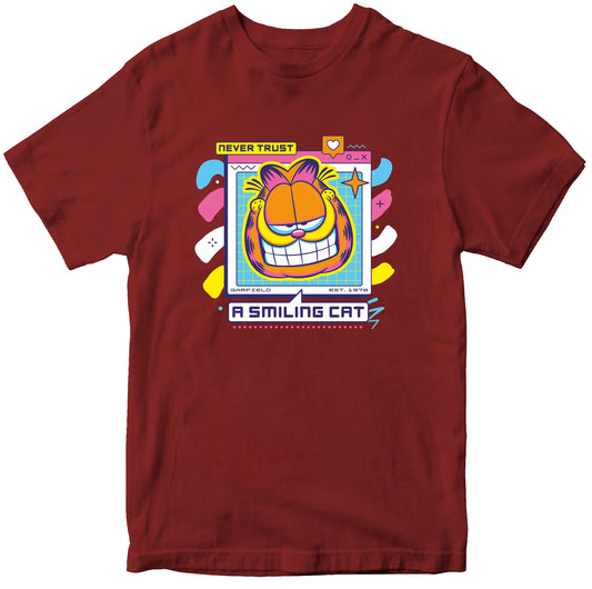 Garfield Never Trust A Smiling Cat 100% Cotton T-shirt