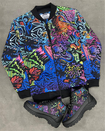 Acid Trip Bomber Jacket and High Top Shoes Combo