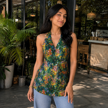 Abstract Halter Neck Kurti