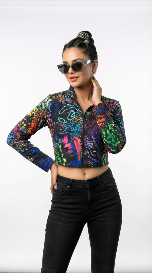 Acid Trip Athleisure Crop Jacket