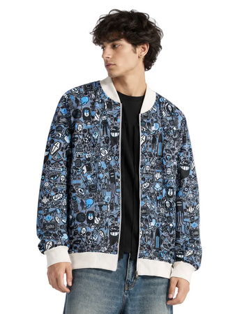 Grey Doodle Bomber Jacket