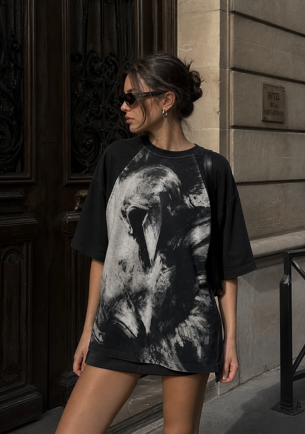 Female Gladiator Monochrome Oversized Raglan T-shirt