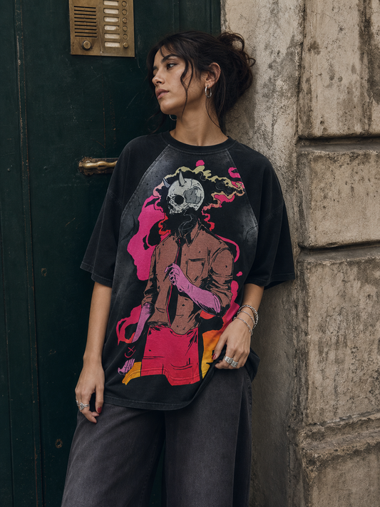Female Smoking Dead Oversized Raglan T-shirt