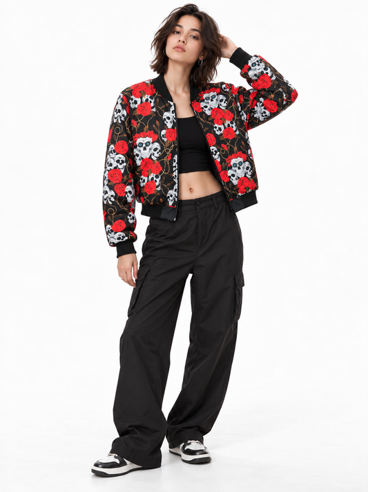 Skull Roses Bomber Jacket women