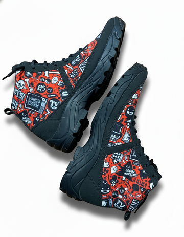 Red Doodle High Top Canvas Sneakers