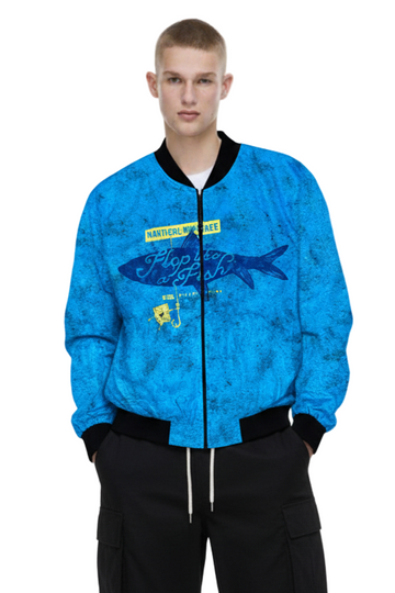Spongebob Flop Like A Fish Bomber Jacket