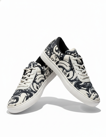 White Doodle Canvas Sneakers