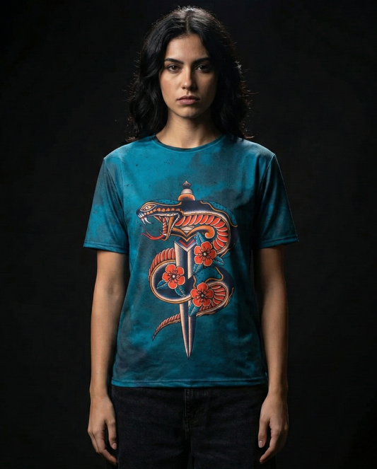 Rustic Cyan Viper Oversized T-shirt 50% off