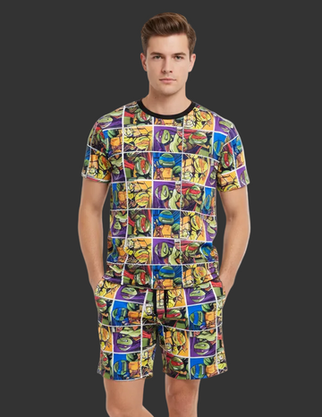 Ninja Turtles Grid Art T-shirt Shorts Combo