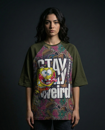 Spongebob Stay Weird Oversized Raglan T-shirt