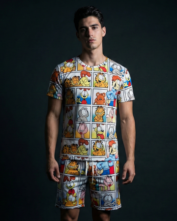 Garfield Grid  T-shirt Shorts Combo