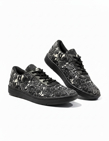 Black Doodle Canvas Sneakers