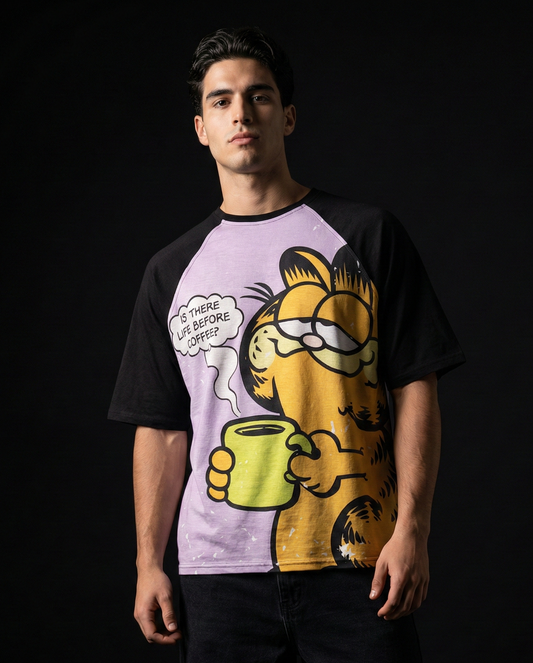 Garfield Loves Coffee Oversized Raglan T-shirt