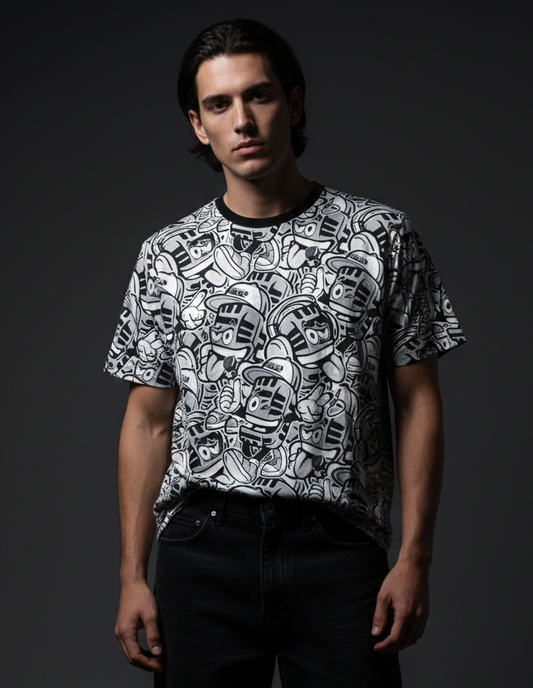 Hustle Mic Rapper Monochrome