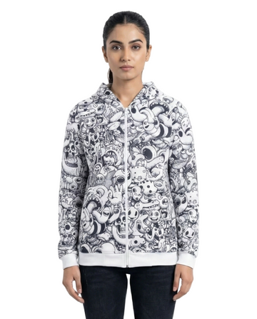 White Doodle Hoodie