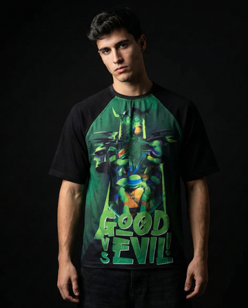 Ninja Turtles Good & Evil Green Oversized Raglan T-shirt