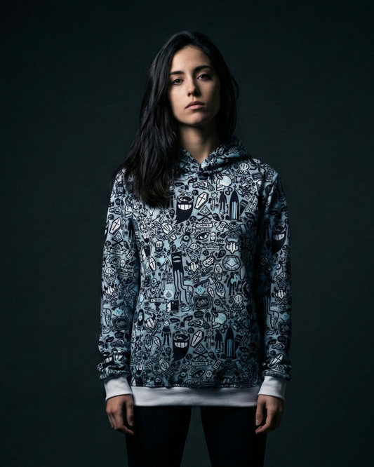 Grey Doodle Hoodie