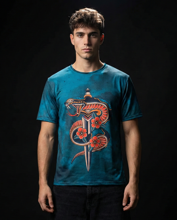 Rustic Cyan Viper Oversized T-shirt 50% off