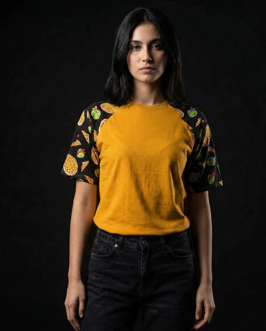 Ninja Turtles & Pizza Oversized Raglan T-shirt