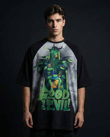 Ninja Turtles Good & Evil Black Oversized Raglan T-shirt