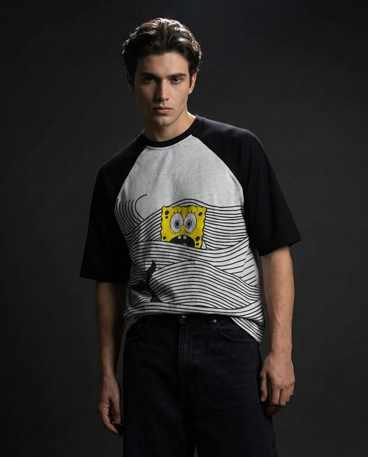 Spongebob Shark Attack Oversized Raglan T-shirt