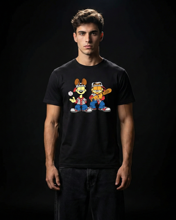 Garfield & Odie Baseball 100% Cotton T-shirt