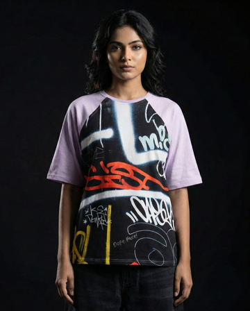 Neon Graffiti Oversized Raglan T-shirt