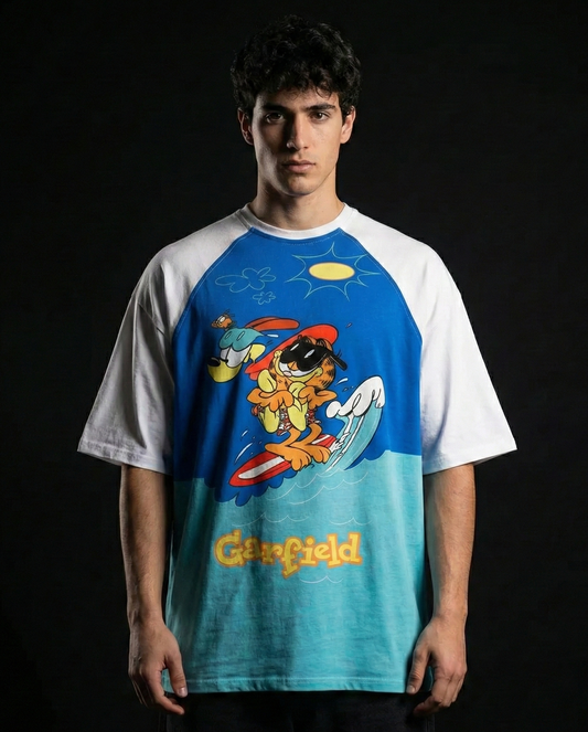 Surfing Garfield Oversized Raglan T-shirt