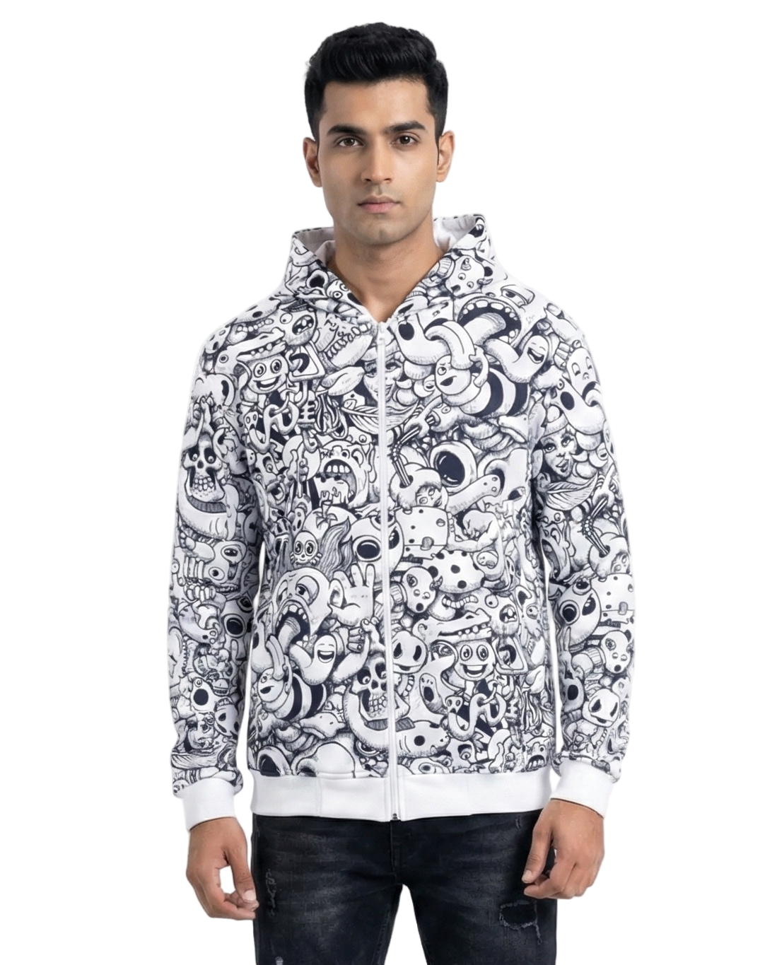 White Doodle Hoodie