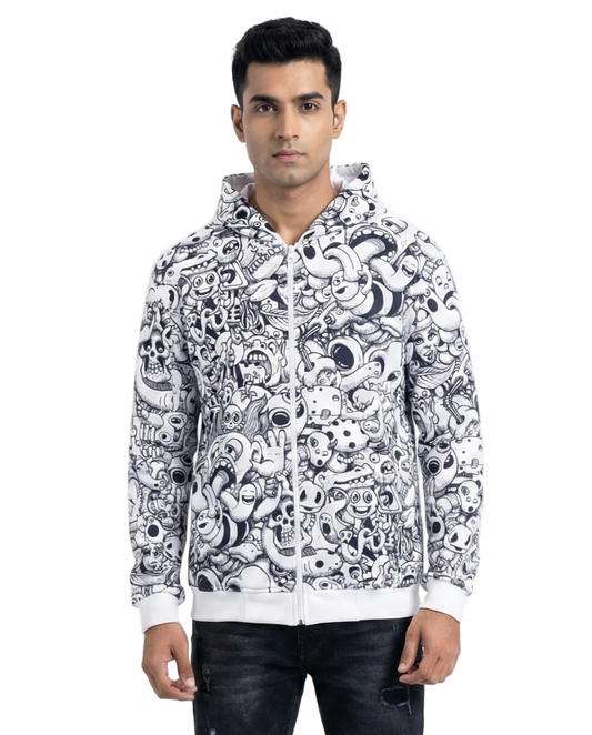 White Doodle Hoodie