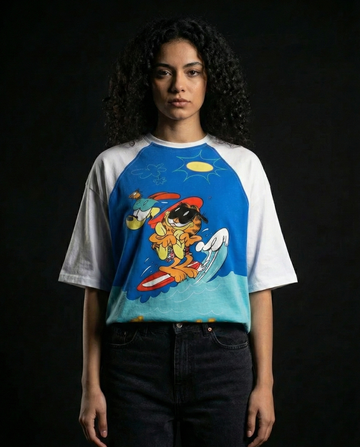 Surfing Garfield Oversized Raglan T-shirt