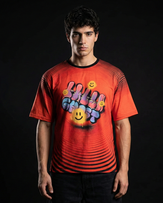 Ghost Smiley Oversized Tshirt 50% OFF