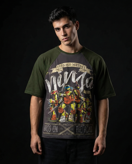 Ninja Turtles Bros on Road Oversized Raglan T-shirtT