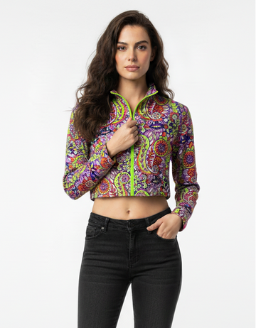 Paisley Athleisure Crop Jacket