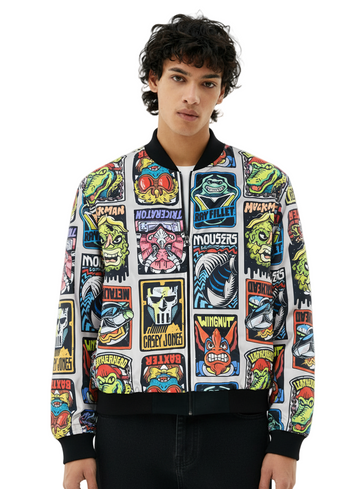 Ninja Turtles Enemies Grid Bomber Jacket