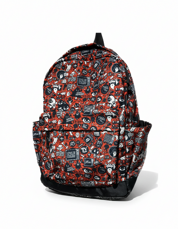 Red Doodle Canvas Backpack