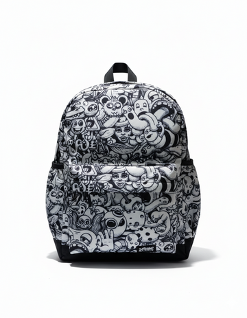 White Doodle Canvas Backpack